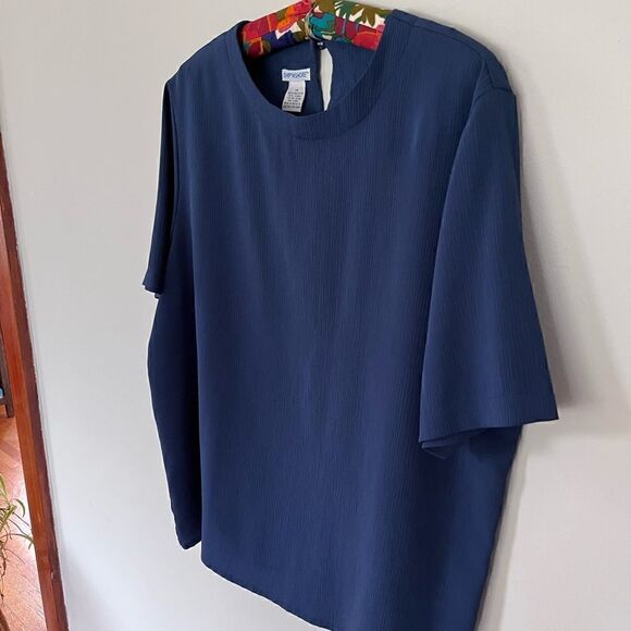 Ship ‘n SHORE | navy blue woman’s short sleep blouse | size 14 - Picture 3 of 4